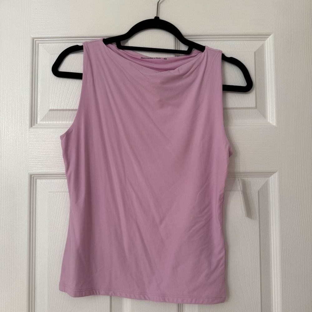 Abercrombie & Fitch Pink Fitted High Neck Top - Picture 3 of 4